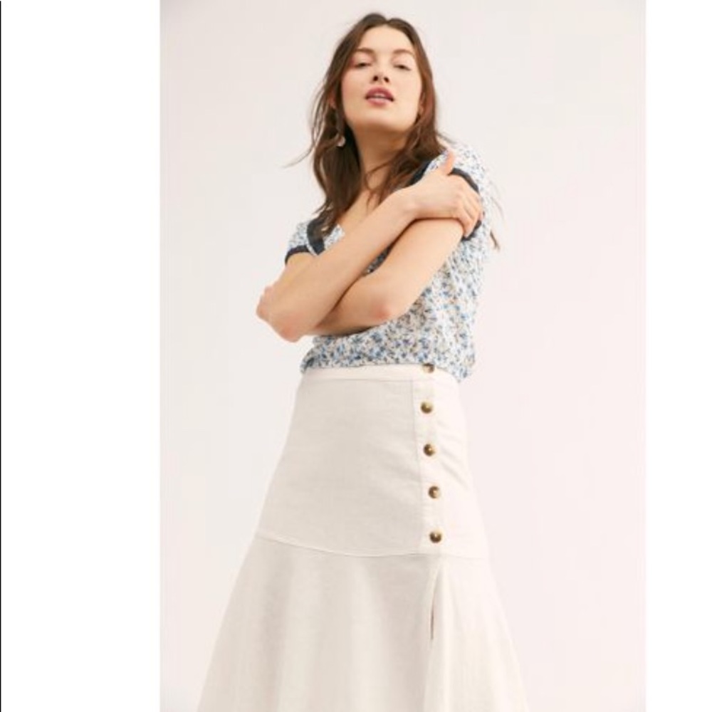 SALE NWT Free People Poppy Flounced Midi skirt white 0